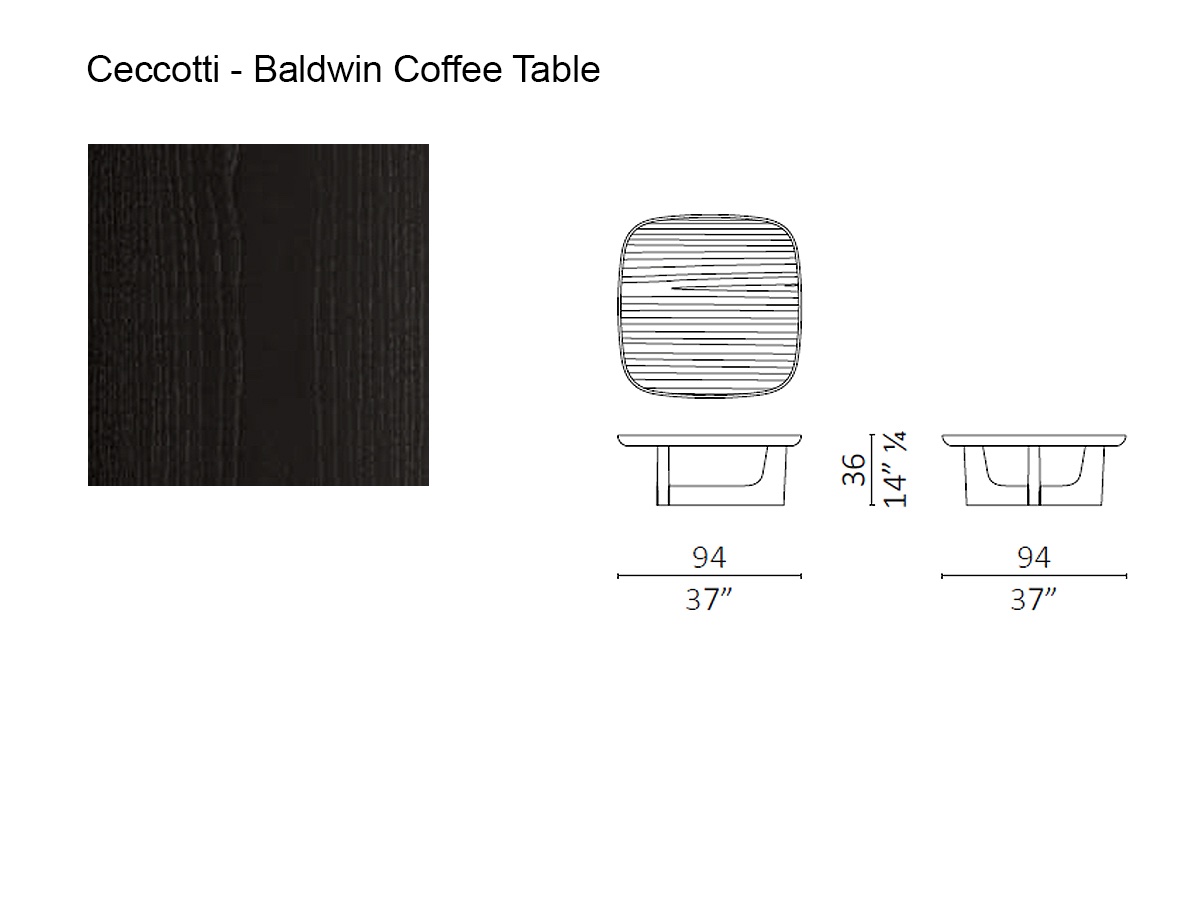 Ceccotti Baldwin Coffee Table Square L 94 Cm Deep Espresso Glass Ash Wenge Pf