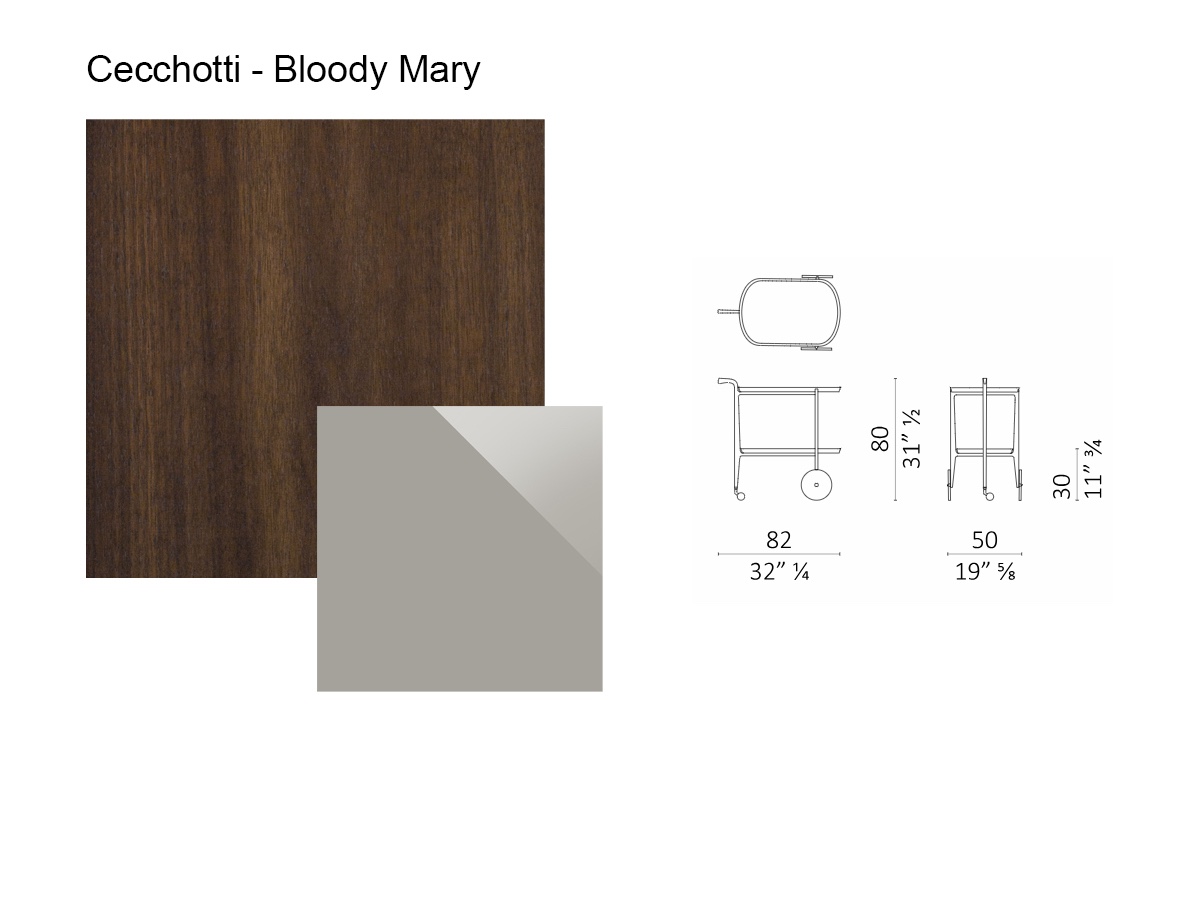 Ceccotti Bloody Mary Bar Trolley American Walnut Ncs S3502y Grey