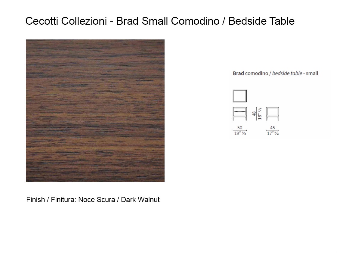 Ceccotti Brad Bedside Table Small Dark Walnut