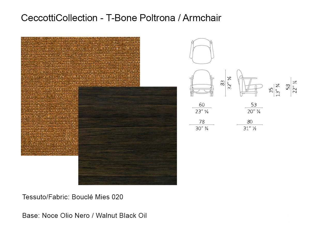 Ceccotti T Bone Armchair Mies 020 Walnut Oil Black