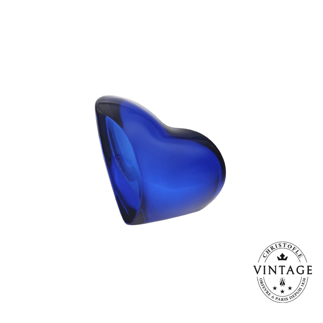 Пресс-папье Amour Pebble Heart Blue, хрусталь, винтаж