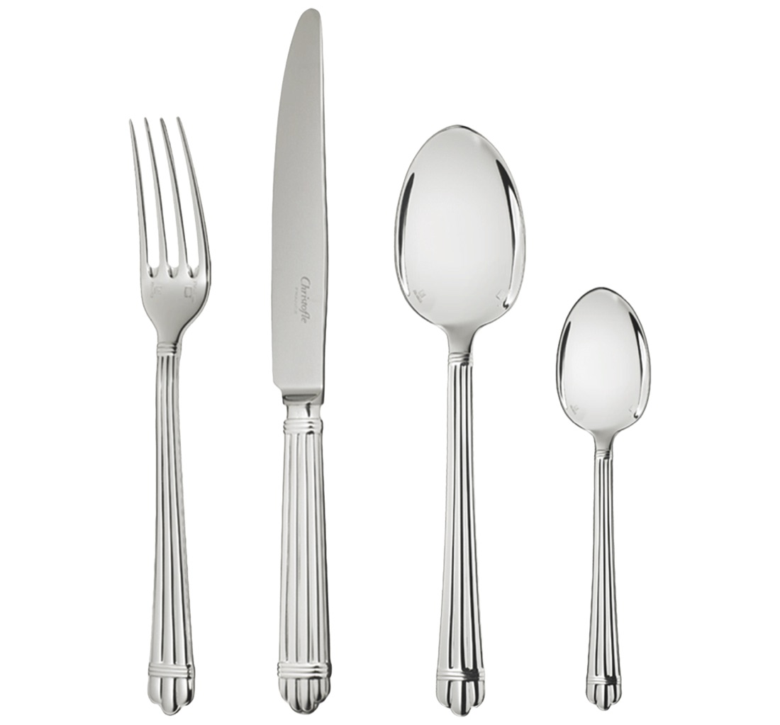 Christofle Flatware Set For 12 People 48 Pieces Aria Silver Plated