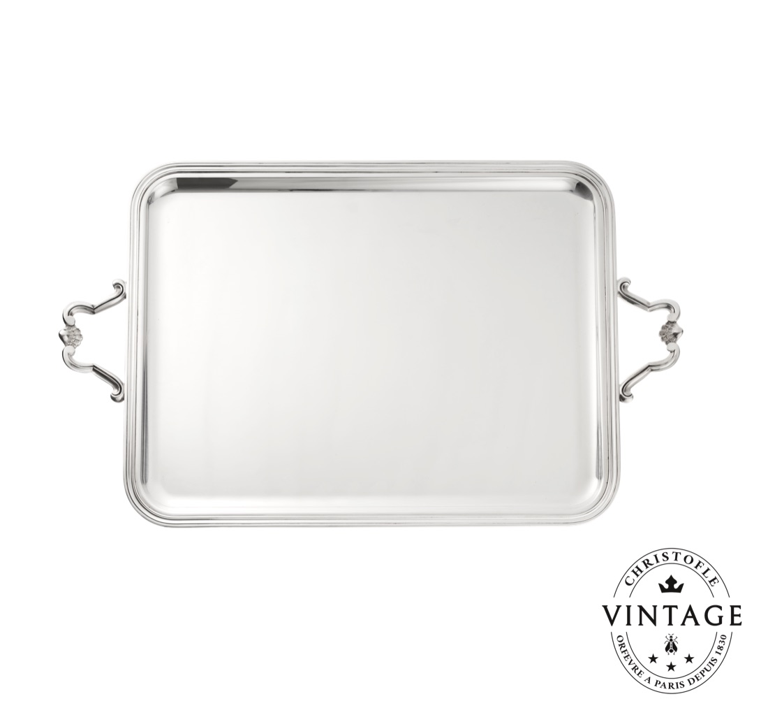 Christofle Rectangular Tray With Handles Choiseul Silvered Vintage