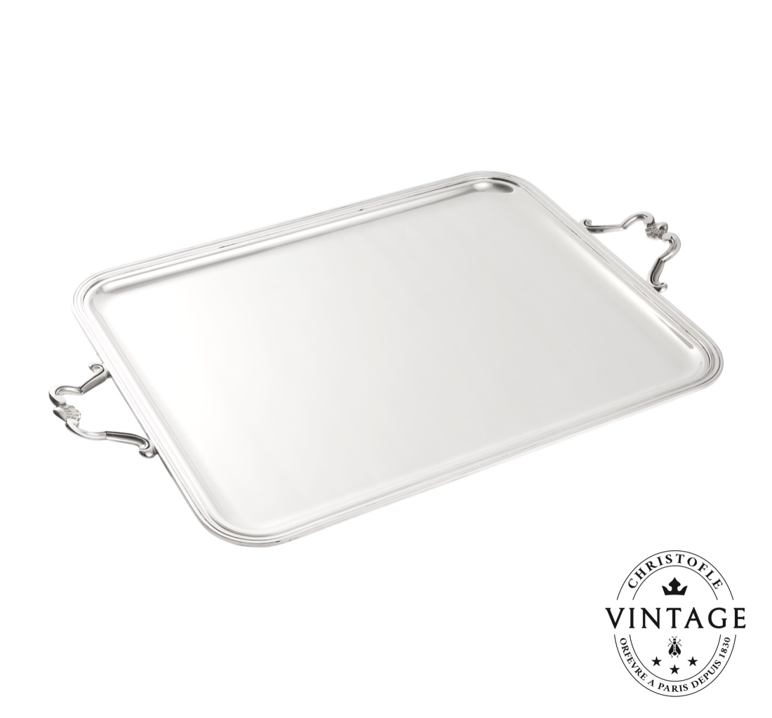 Christofle Rectangular Tray With Handles Choiseul Silvered Vintage
