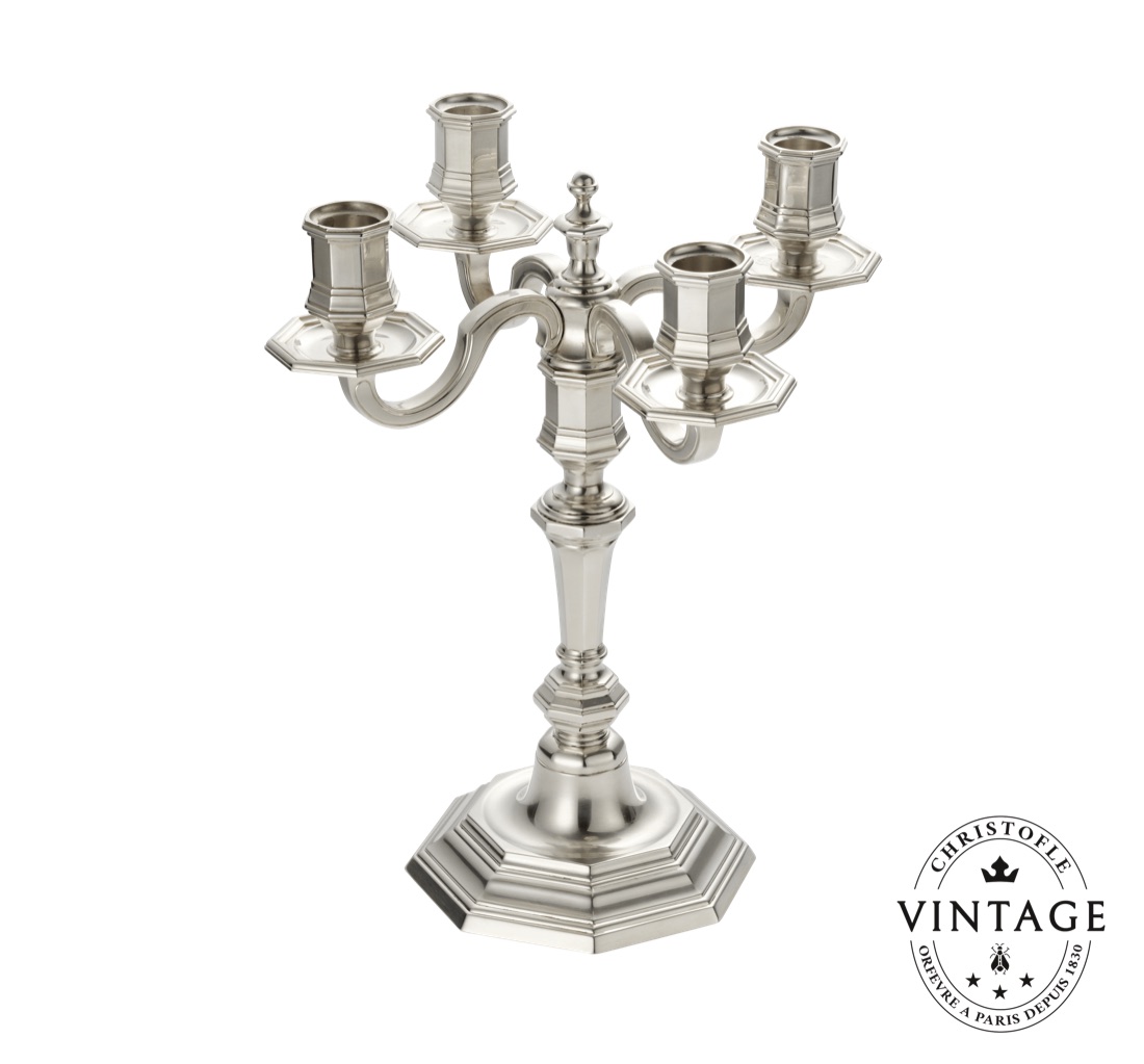Christofle Four Light Candelabra Cluny Silverware Vintage