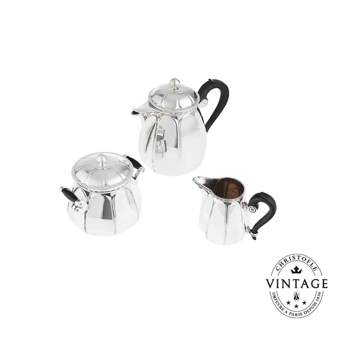 Christofle 3 Piece Tea And Coffee Set Piriforme A Cotes Bec Marabout Ga
