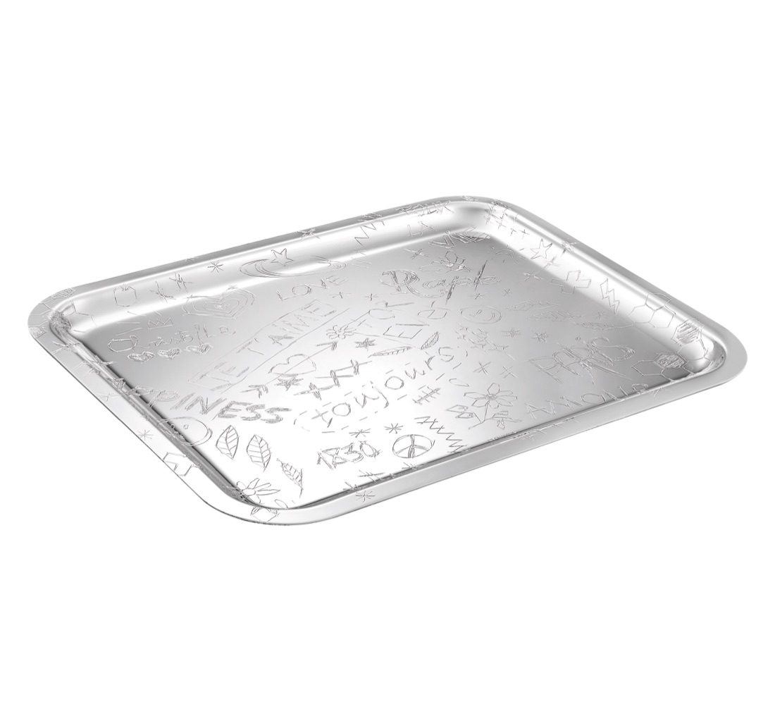 Christofle Rectangular Tray 36x28cm Graffiti Silver Plated