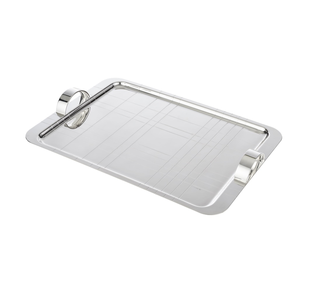 Christofle Tray 45x32 Cm Graphik Silver Plated