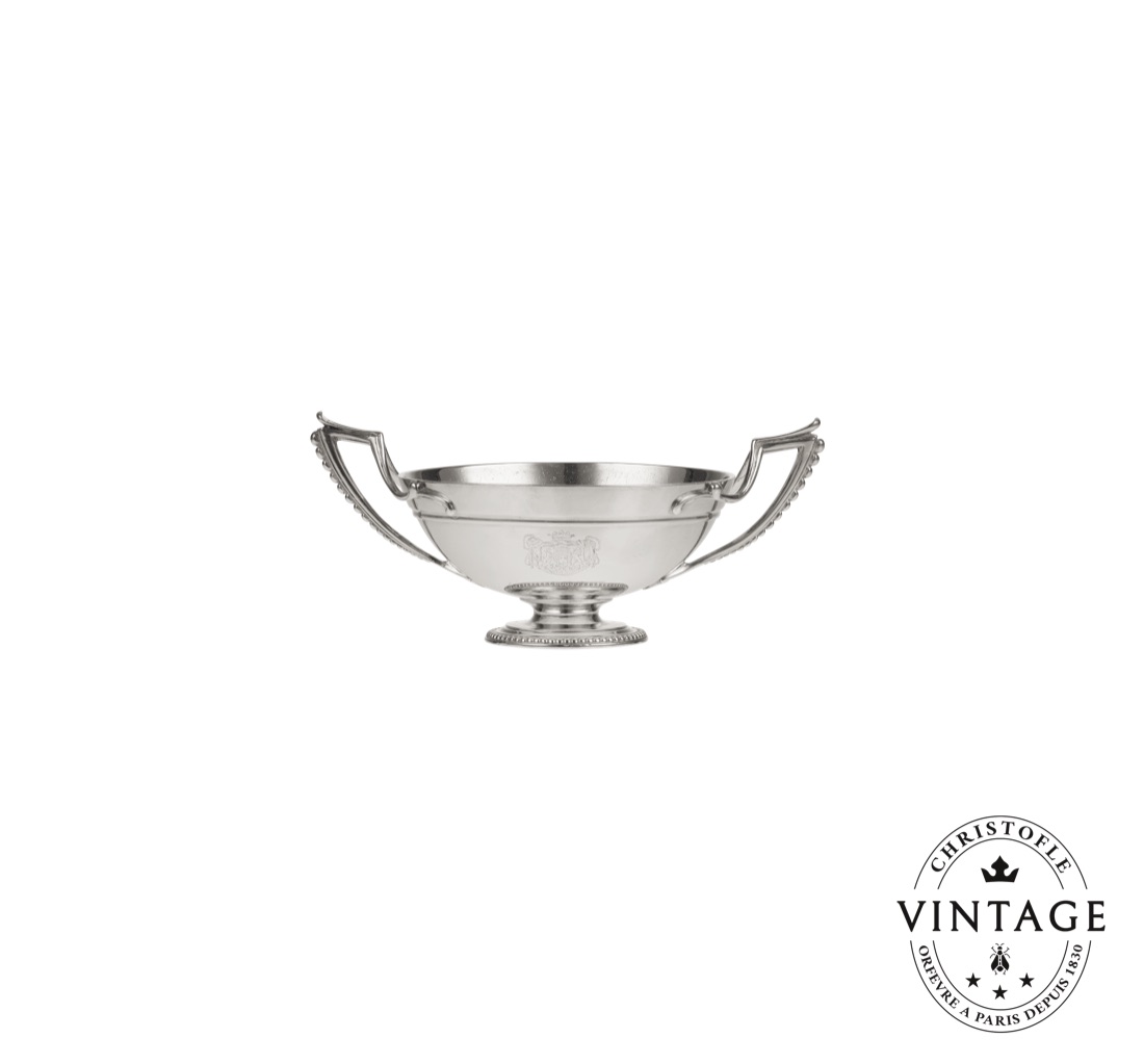 Christofle Bowl With Greek Handles Perles Gold Silvered