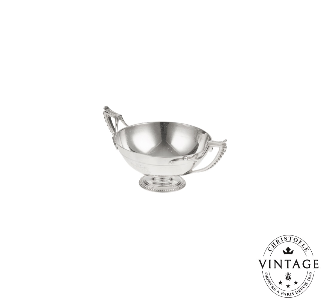 Christofle Bowl With Greek Handles Perles Gold Silvered