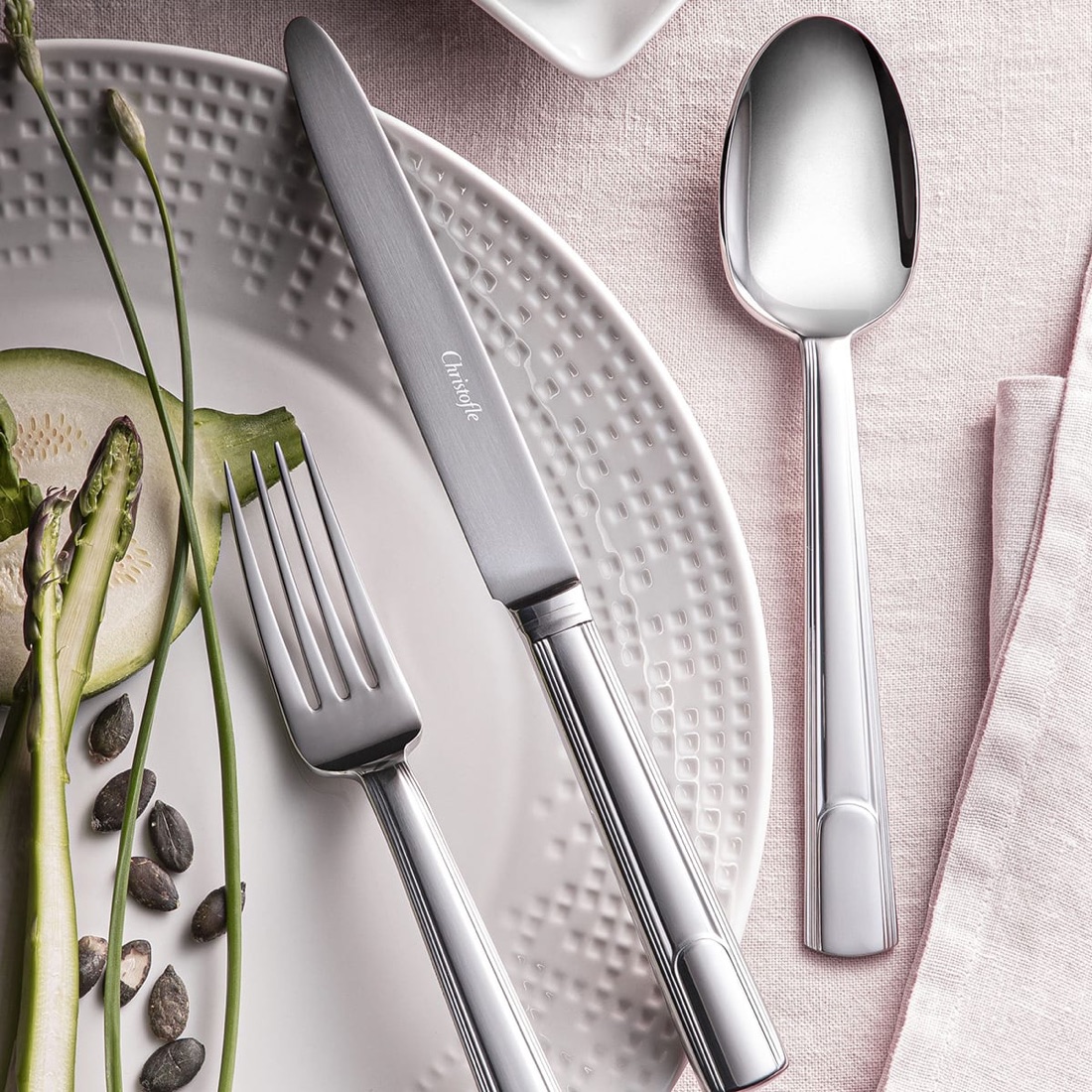 Christofle Flatware Set For 12 People 48 Pieces Hudson Stainless Ste