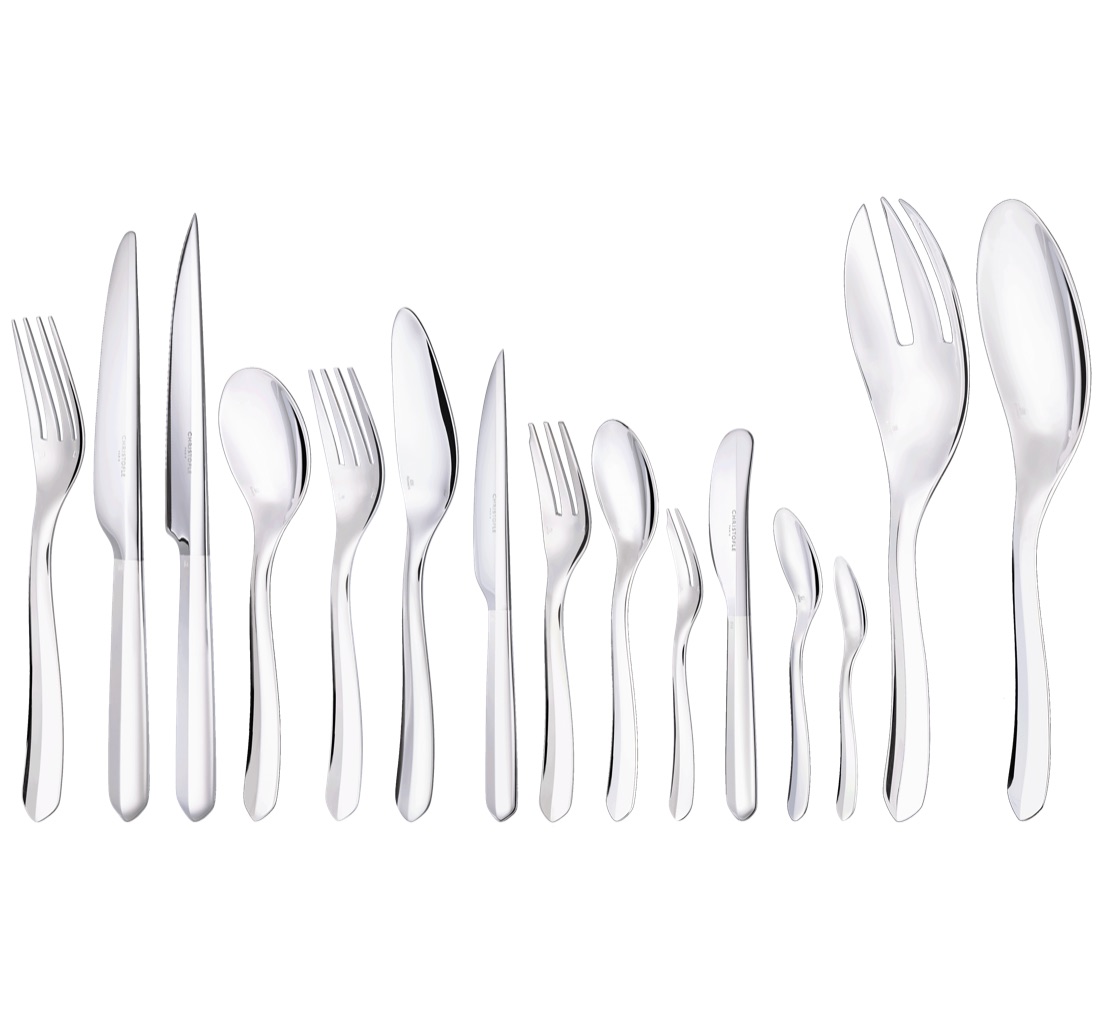 Christofle Flatware Set For 6 People 77 Pieces Infini Silver Plated