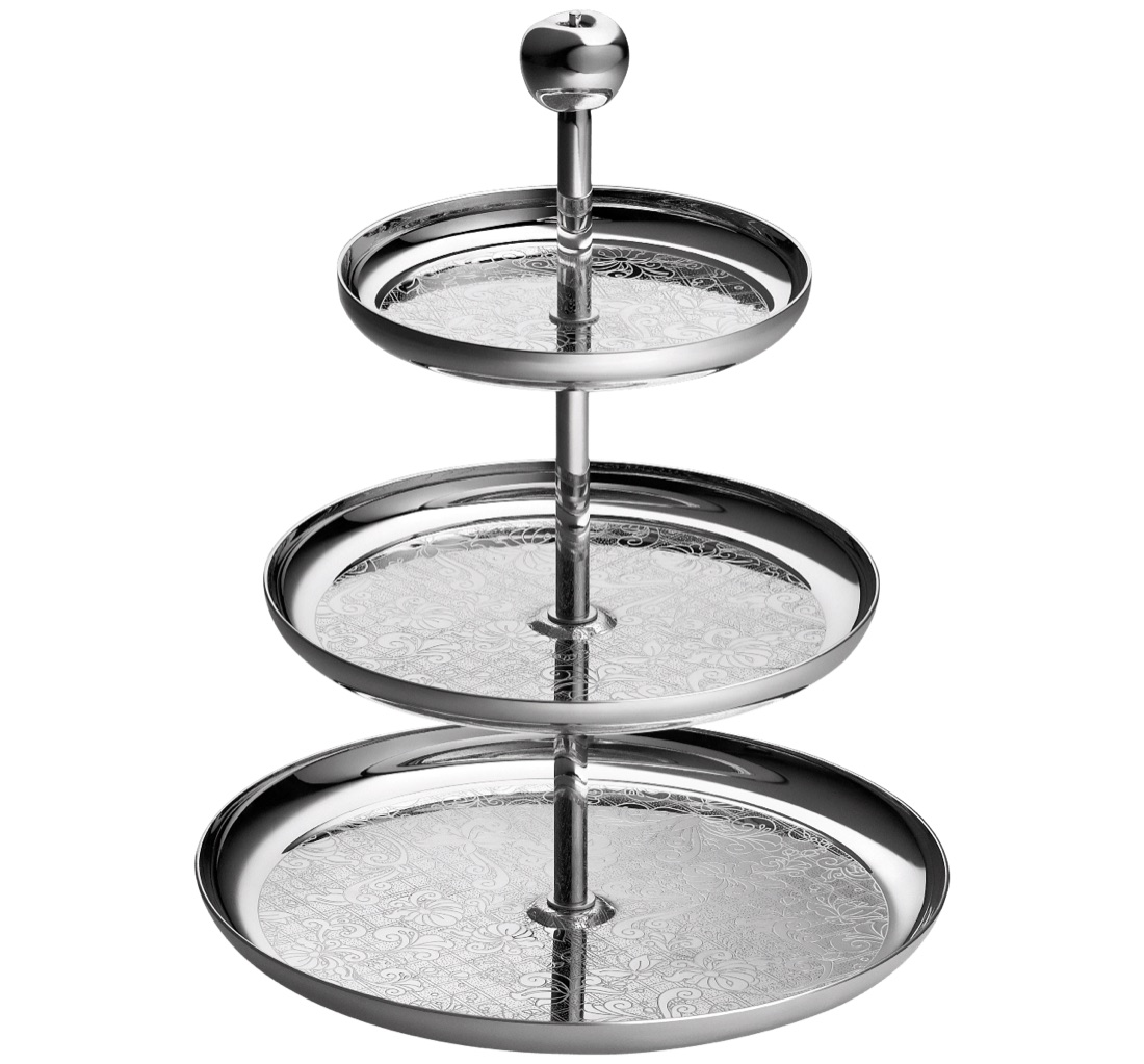 Christofle 3 Tier Pastry Stand Jardin D Eden Silver Plated