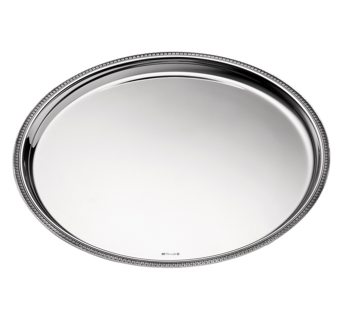 Christofle Round Tray 39 Cm Malmaison Silver Plated