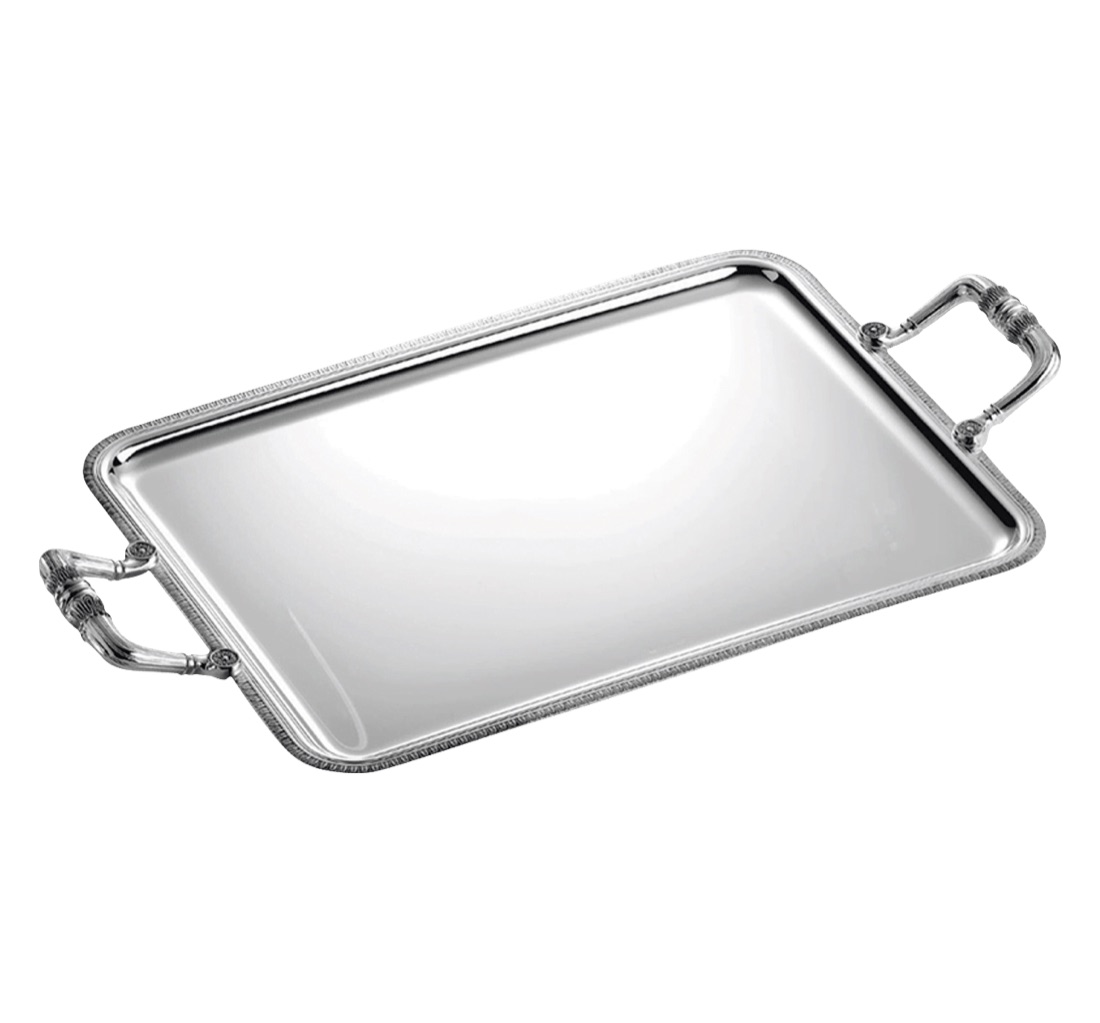 Christofle Rectangular Tray With Handles 49x39cm Malmaison Silver Plat