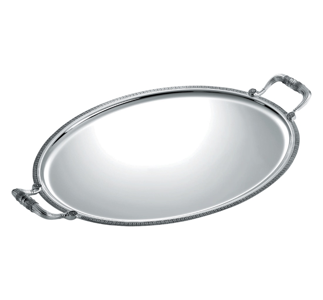 Christofle Oval Tray With Handles Malmaison Silver Plated