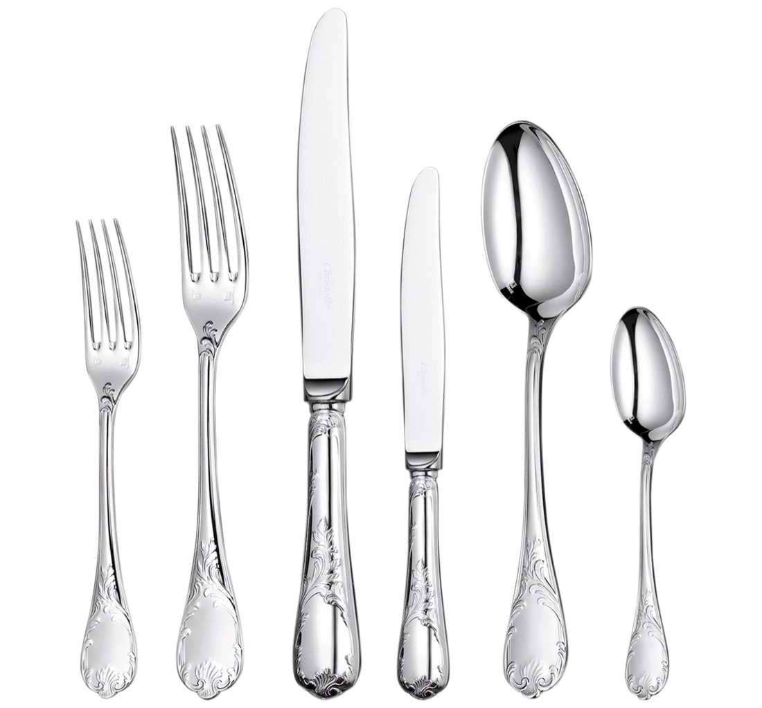Christofle Flatware Set For 12 People 75 Pieces Marly Silver Plated