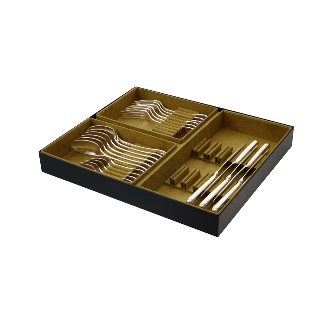 Christofle Flatware Set For 6 People 24 Pieces Perles Silver Plated