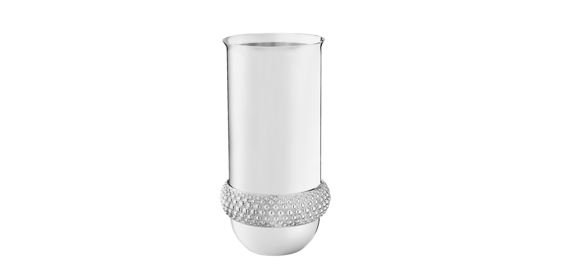 Christofle Large Vase Perles Silver Plated