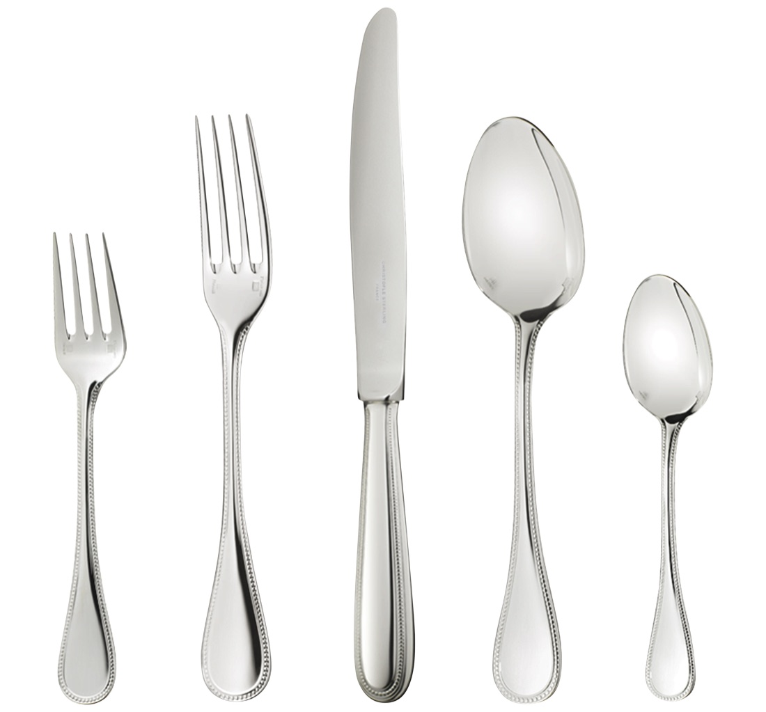 Christofle Individual Place Settings 5 Pieces Perles Sterling Silver