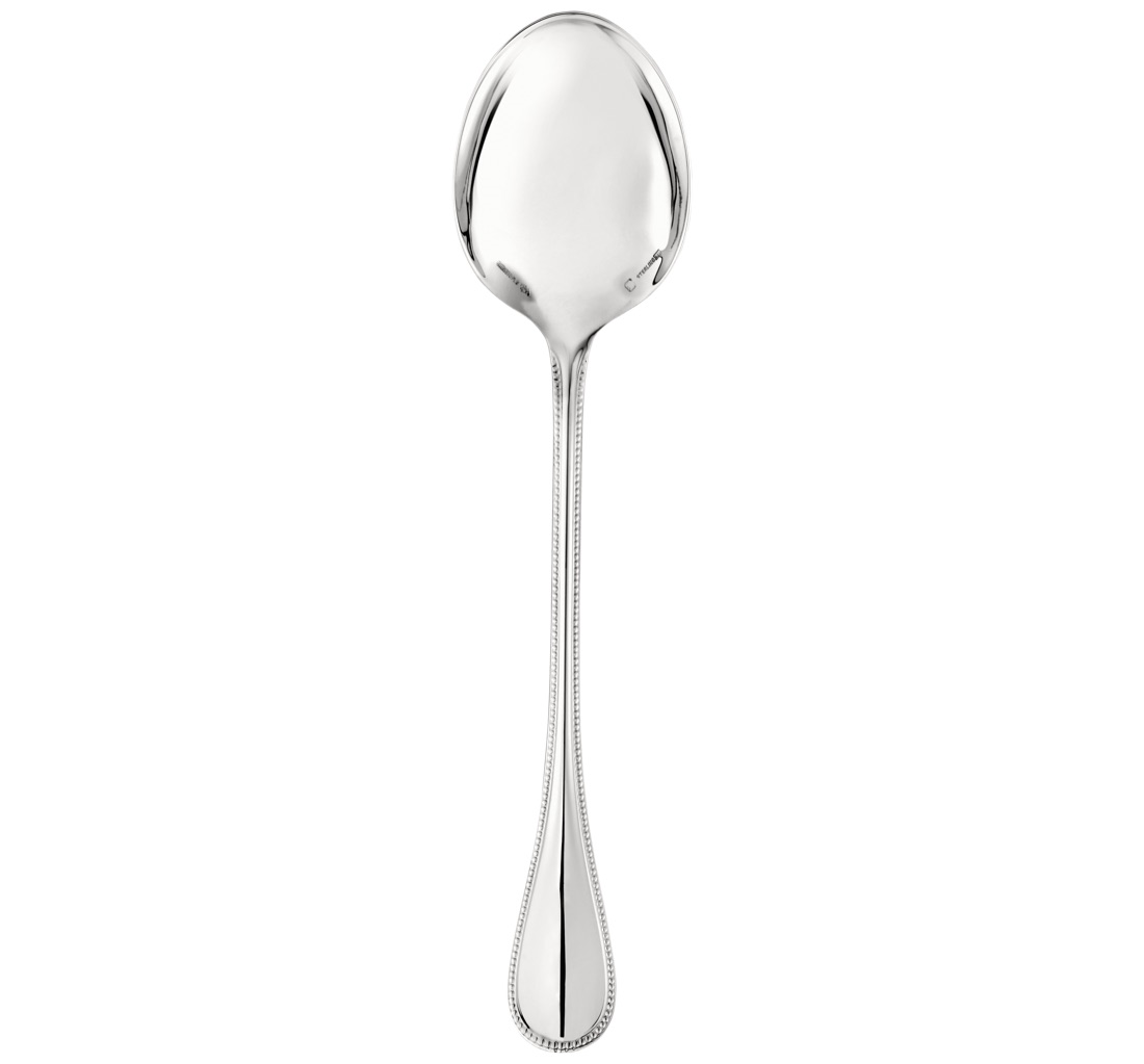 Christofle Serving Spoon Perles Sterling Silver