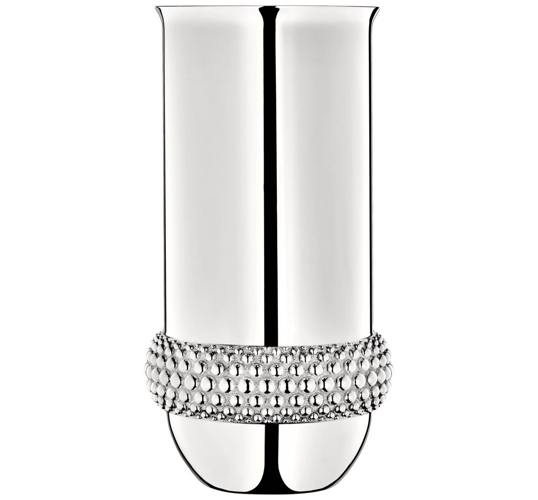 Christofle Large Vase Perles Silver Plated