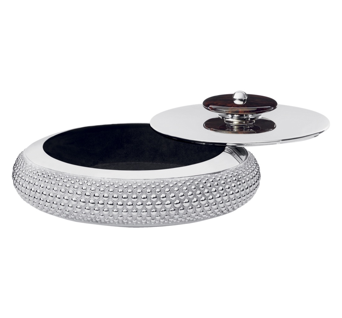 Christofle Round Box Perles Silver Plated