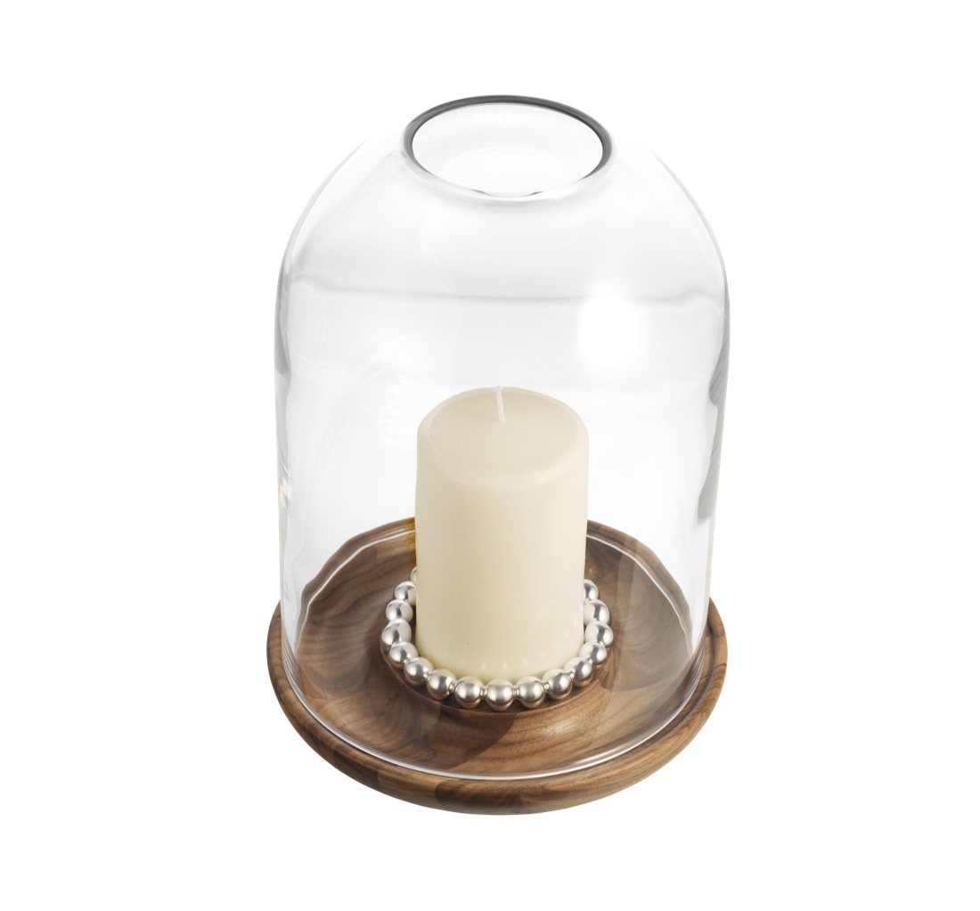 Штормовой фонарь Christofle Perles Walnut, большой, посеребрение