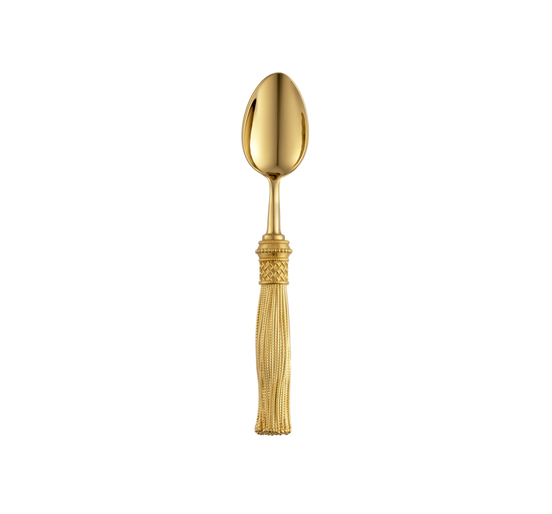 Christofle 2 Pieces Set Coffee Spoon Pompon Silver Plated Gold