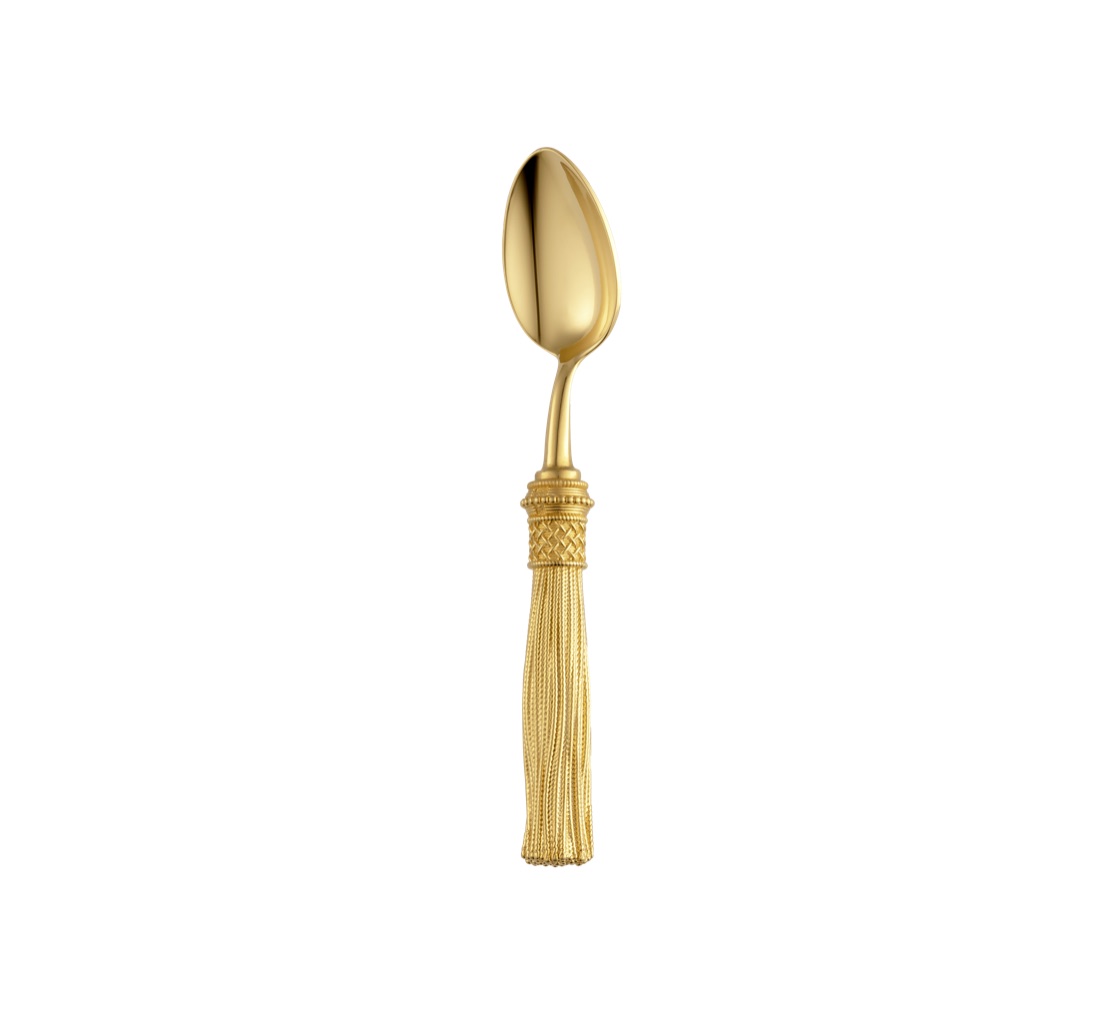 Christofle 2 Pieces Set Coffee Spoon Pompon Silver Plated Gold