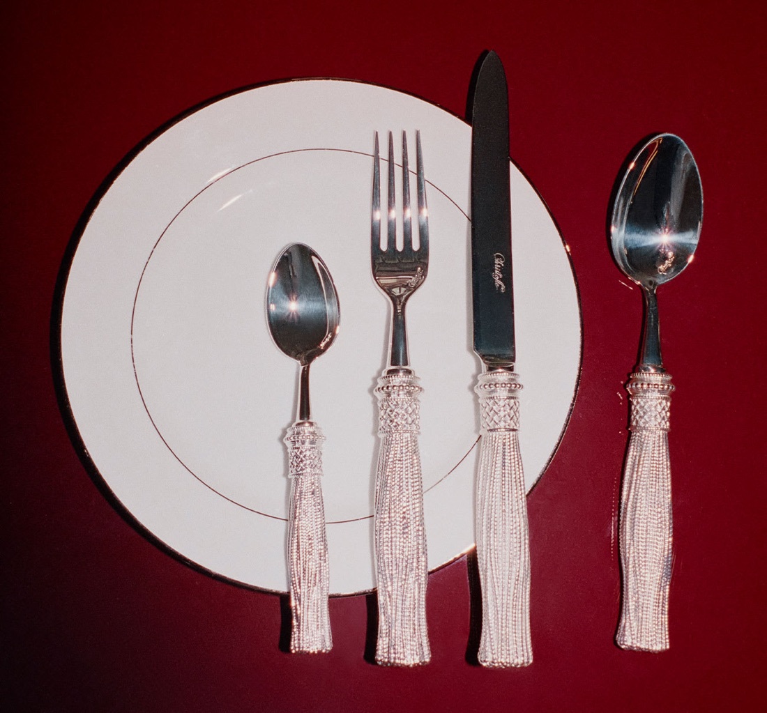 Christofle Individual Place Settings 5 Pieces Pompon Silver Plated