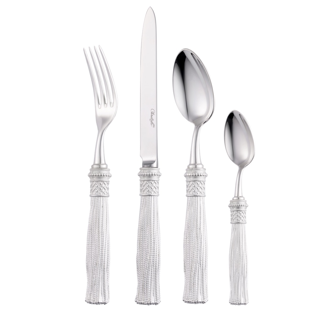 Christofle Individual Place Settings 5 Pieces Pompon Silver Plated