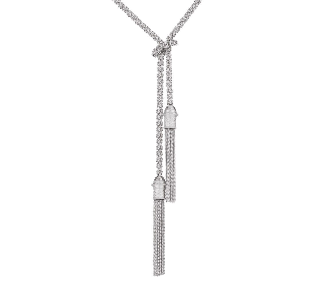 Christofle Long Tie Necklace Belt Pompon Sterling Silver