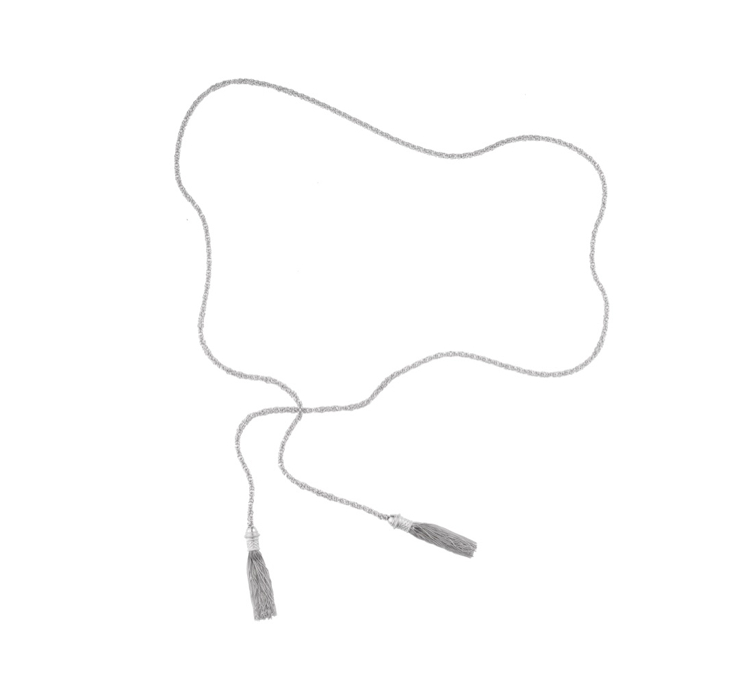 Christofle Long Tie Necklace Belt Pompon Sterling Silver