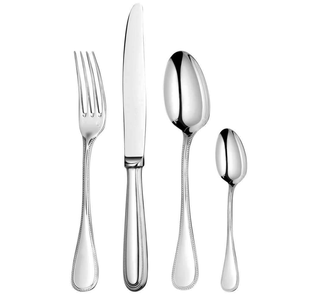 Christofle Flatware Set For 12 People 48 Pieces Perles 2 Stainless S