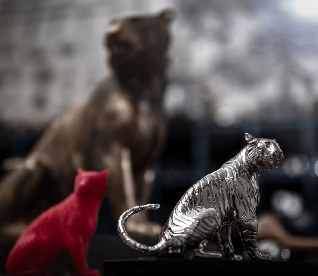 Christofle Sitting Tiger Small Size Sterling Silver