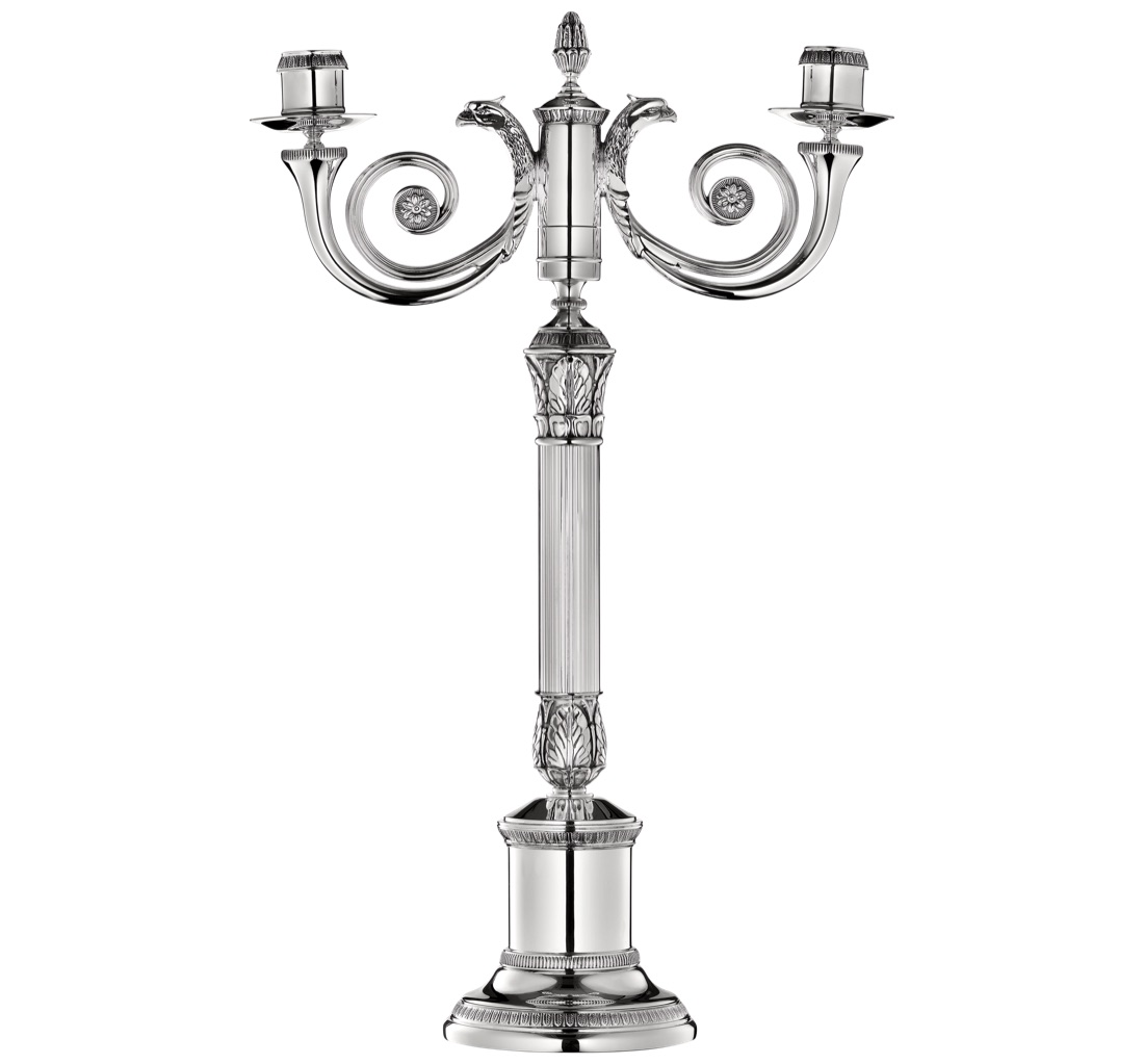 Christofle Two Light Candelabra Malmaison Silver Plated