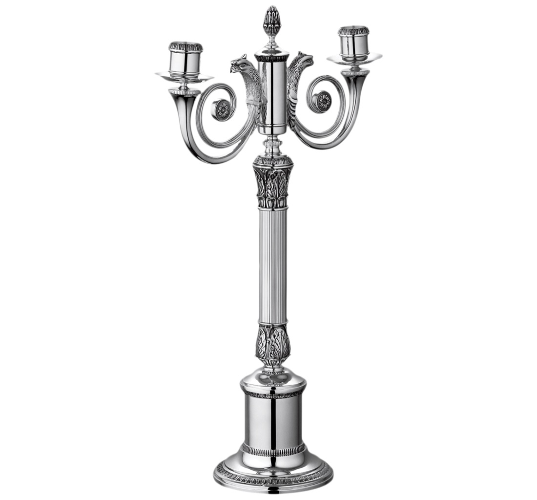 Christofle Two Light Candelabra Malmaison Silver Plated