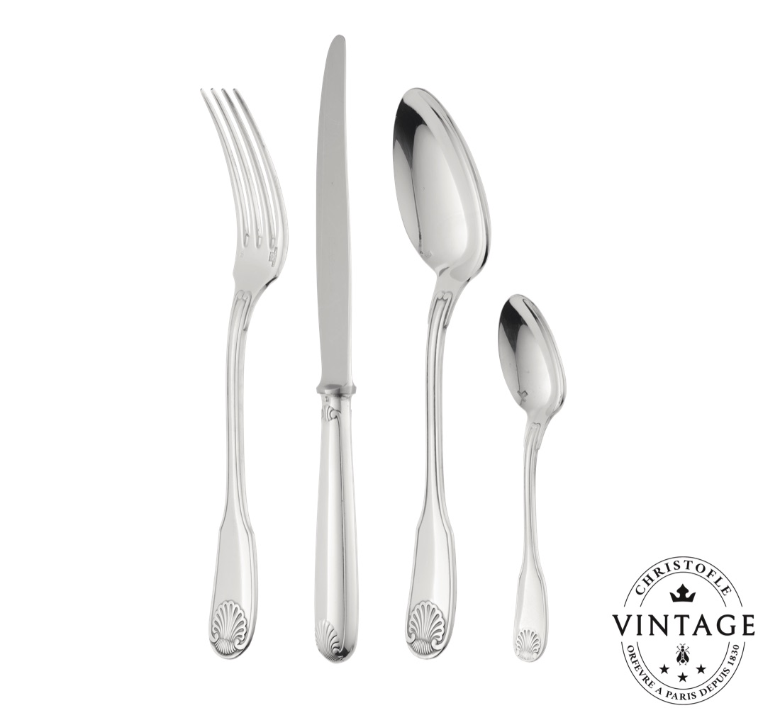 Christofle Flatware Set For 6 People 24 Pieces Vendome Silvered Vintage