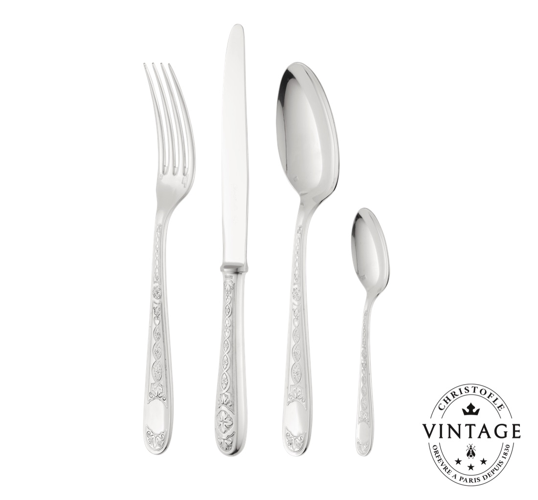 Christofle Flatware Set For 6 People 24 Pieces Villeroy Silvered