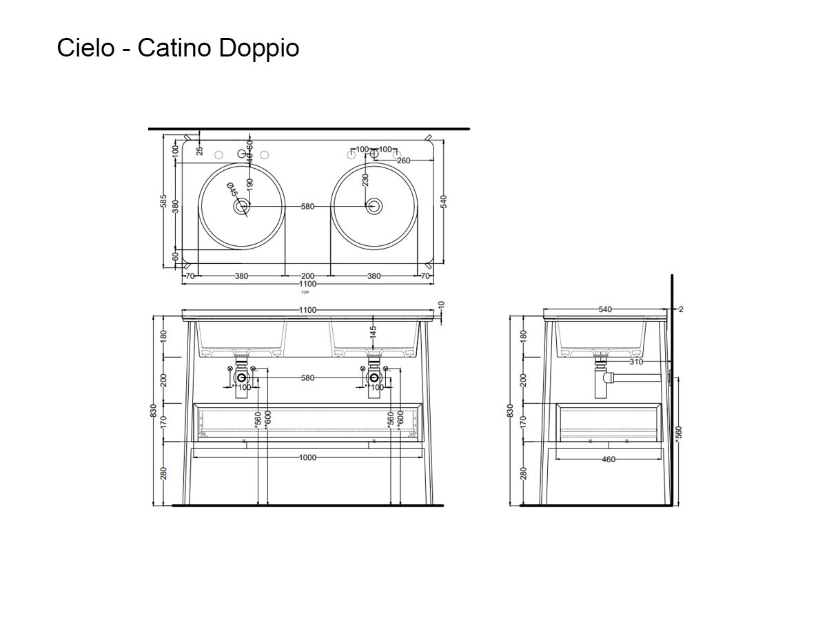 Cielo Catino Doppio Washbasin With Drawer