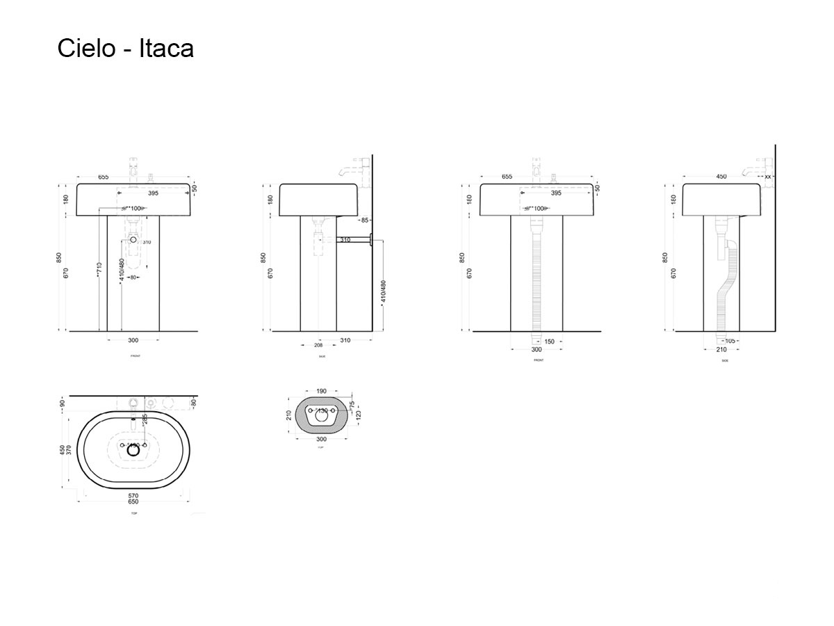 Cielo Itaca Oval Washbasin With Column