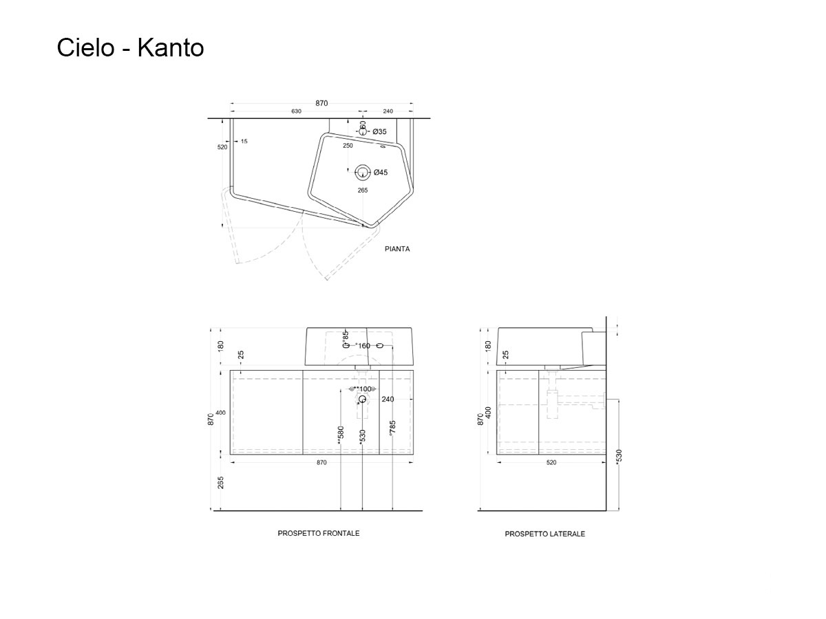 Cielo Kanto Cabinet With Washbasin 87