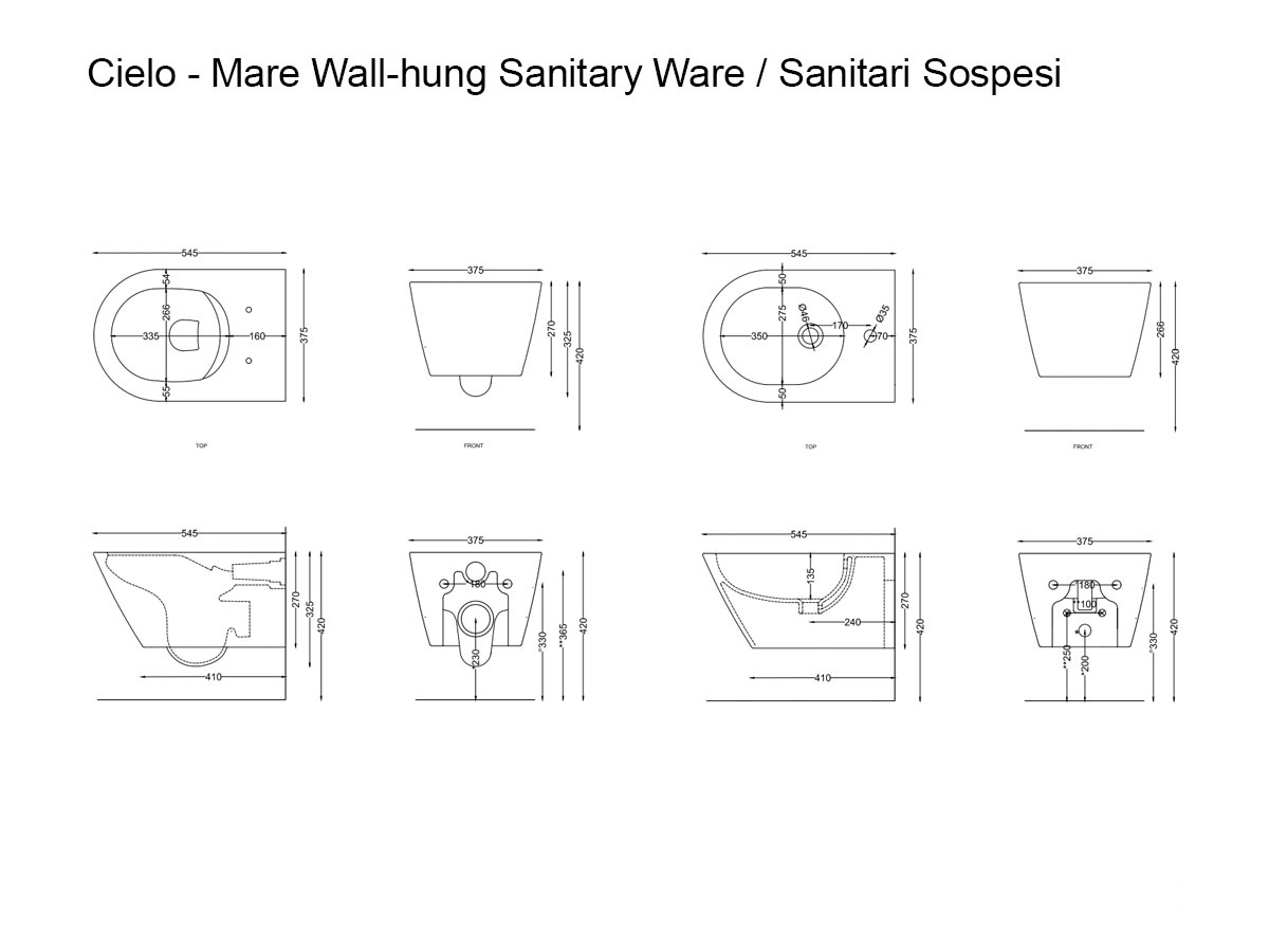 Cielo Mare Wall Hung Sanitary Ware Set