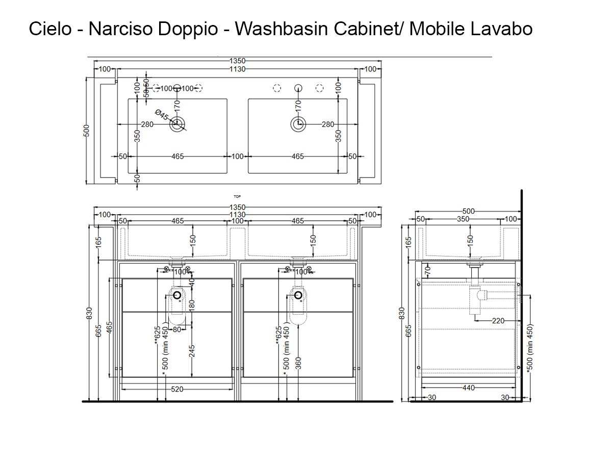 Cielo Narciso Double Washbasin Unit