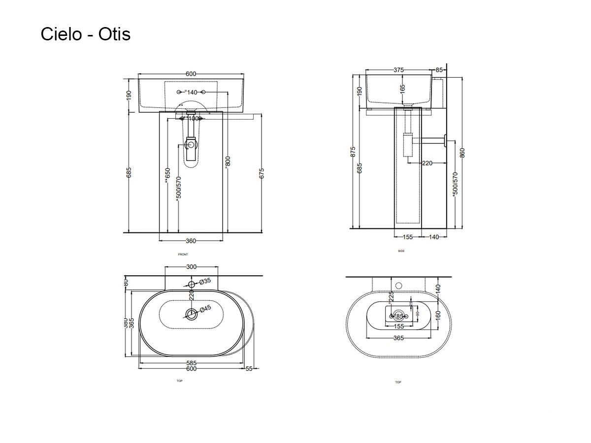 Cielo Otis Pedestal Washbasin