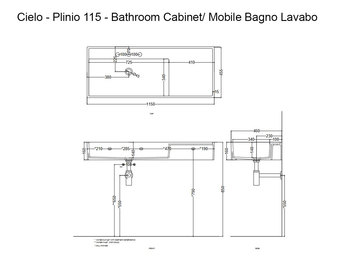 Cielo Plinio 115 Bathroom Cabinet