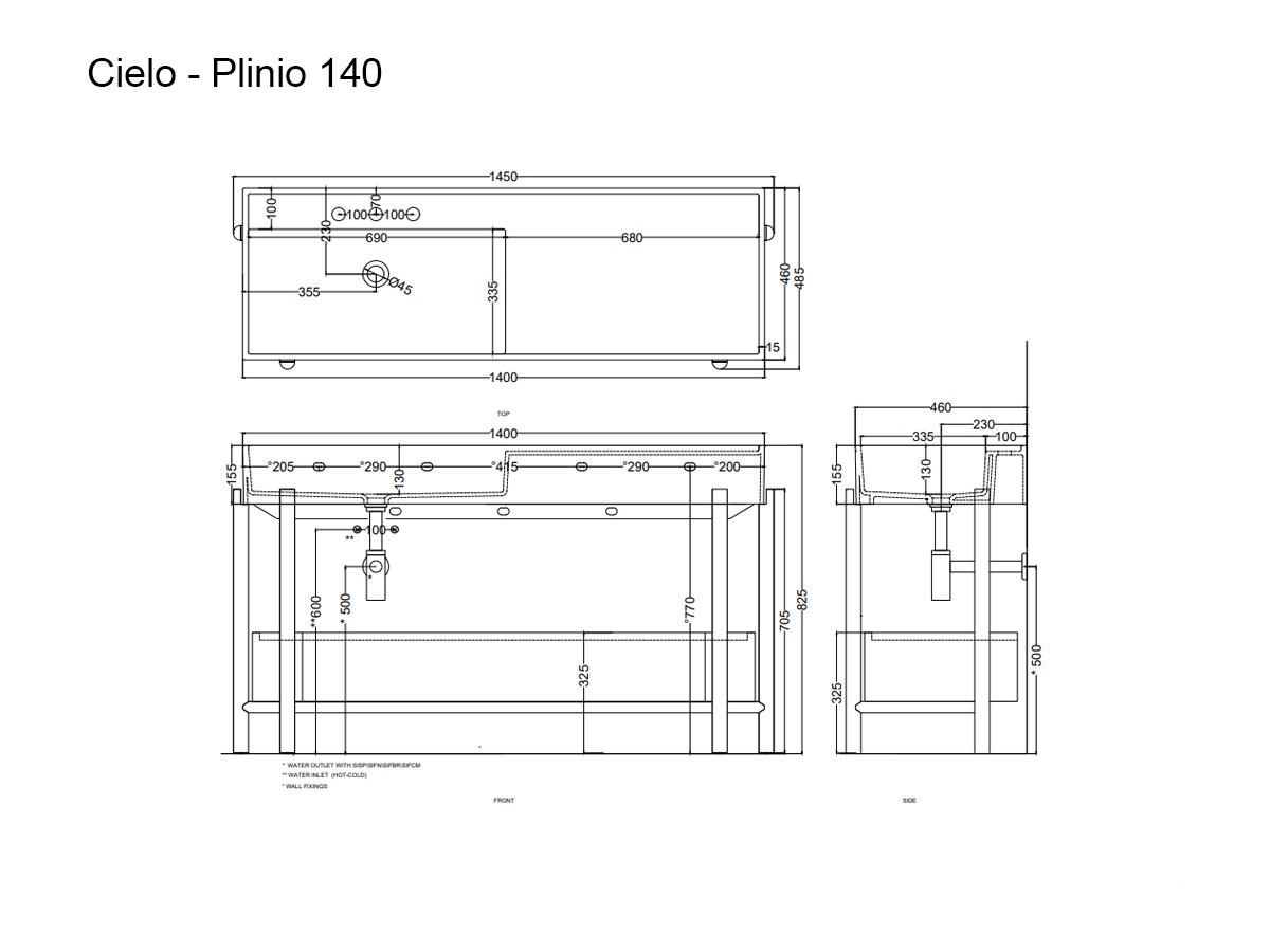 Cielo Plinio 140 Bathroom Cabinet