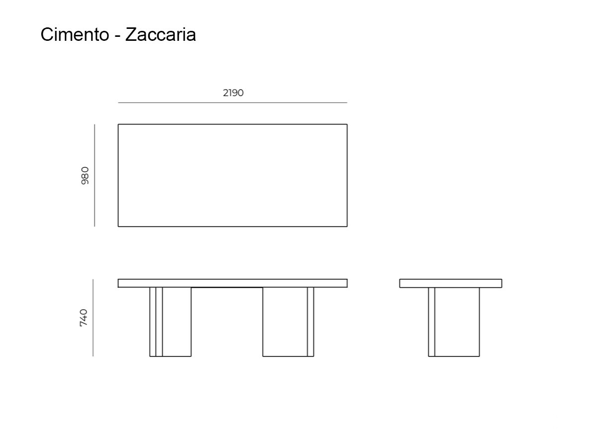 Cimento Zaccaria Rectangular Table