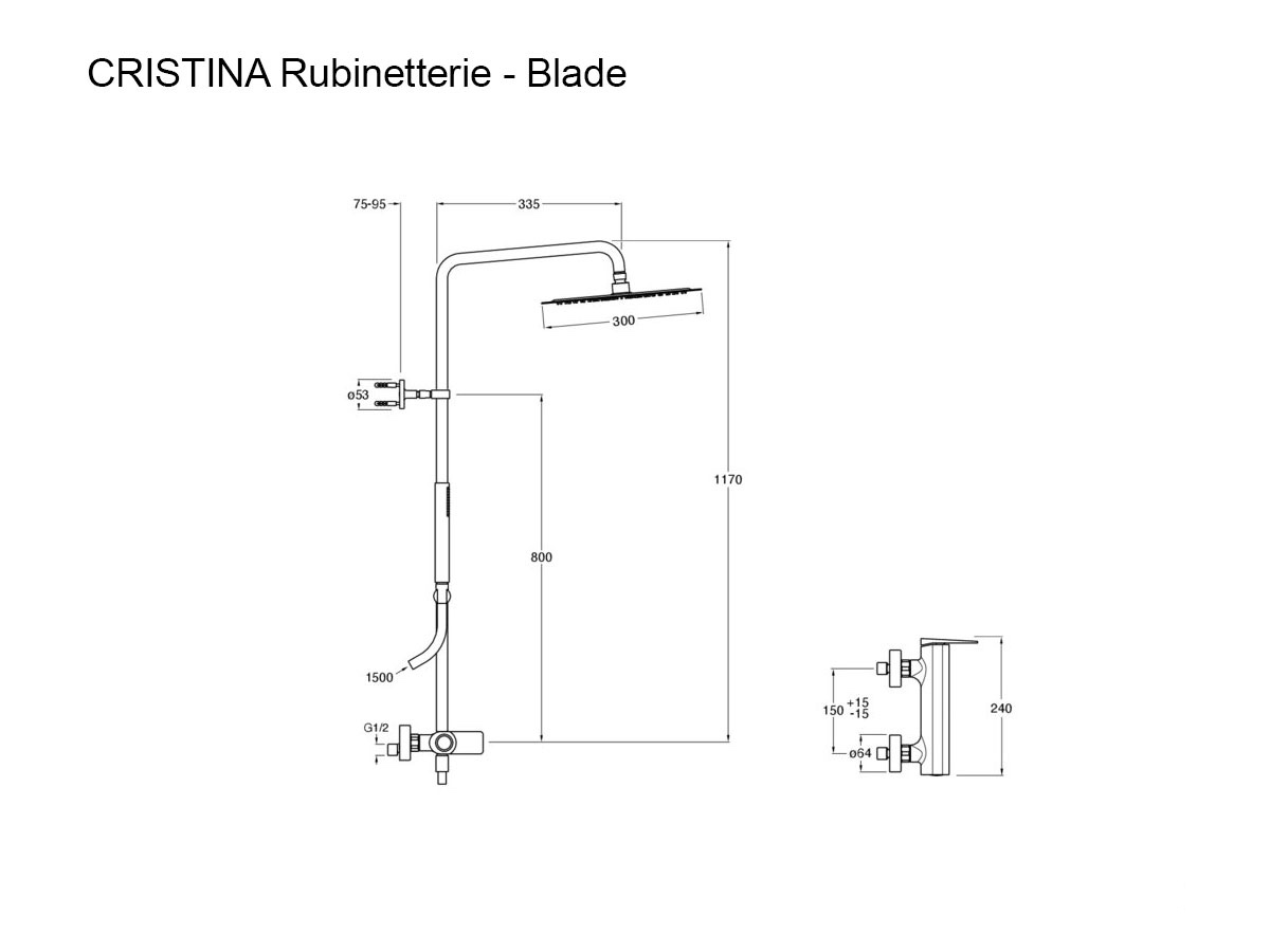 CRISTINA Rubinetterie Blade Wall Mounted Shower Column